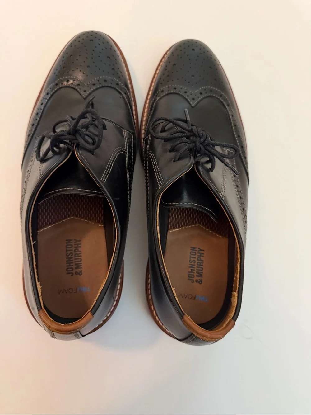 Johnston & Murphy Upton Wingtip Oxfords 9W Black Leather Dress Shoes 20-3531